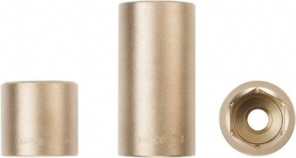 Ampco - 1/4", 1/2" Drive, Standard Hand Socket - 6 Points, 1-3/16" OAL, Aluminum Bronze - Industrial Tool & Supply