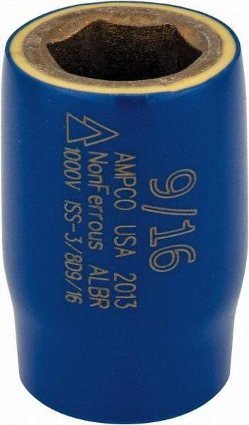 Ampco - 9/16", 3/8" Drive, Standard Hand Socket - 6 Points, 1-1/2" OAL, Aluminum Bronze - Industrial Tool & Supply
