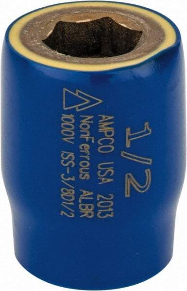 Ampco - 1/2", 3/8" Drive, Standard Hand Socket - 6 Points, 1-1/2" OAL, Aluminum Bronze - Industrial Tool & Supply