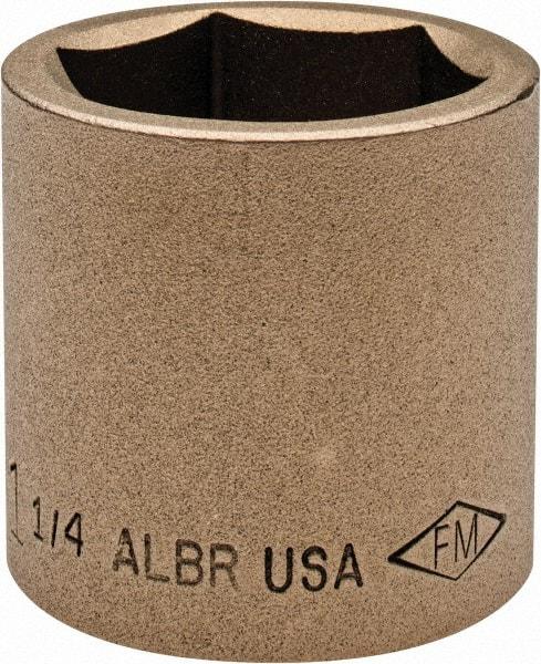 Ampco - 1-1/4", 1/2" Drive, Standard Hand Socket - 6 Points, 1-5/8" OAL, Aluminum Bronze - Industrial Tool & Supply