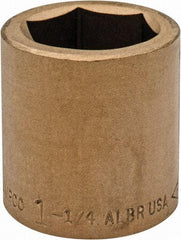 Ampco - 1-1/4", 3/4" Drive, Standard Hand Socket - 6 Points, 2" OAL, Aluminum Bronze - Industrial Tool & Supply