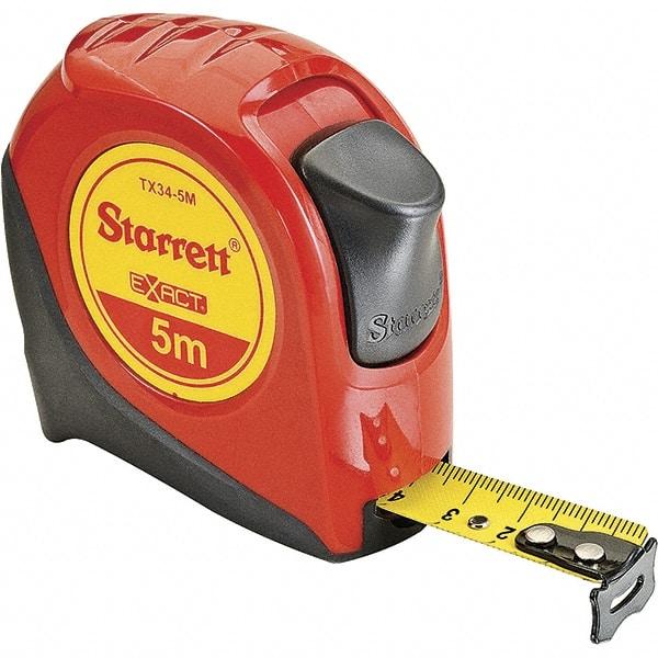 Starrett - 16' x 3/4" Yellow Blade Tape Measure - 1mm Graduation, S6 Graduation Style, Red Case - Industrial Tool & Supply