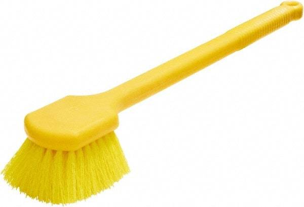 Rubbermaid - 2" Bristle Length, Synthetic Utility Scrub Brush - 20" OAL, Long Handle, Yellow, Plastic Block - Industrial Tool & Supply