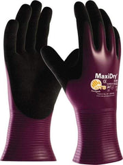 ATG - Size M Nitrile Coated Polyethylene Blend General Protection Work Gloves - For General Purpose, Palm Coated, Slip-On Cuff, Full Fingered, Purple, Paired - Industrial Tool & Supply
