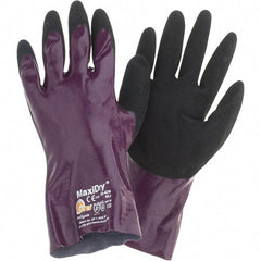 ATG - Size L Nitrile Coated Polyethylene Blend General Protection Work Gloves - For General Purpose, Palm Coated, Slip-On Cuff, Full Fingered, Purple, Paired - Industrial Tool & Supply