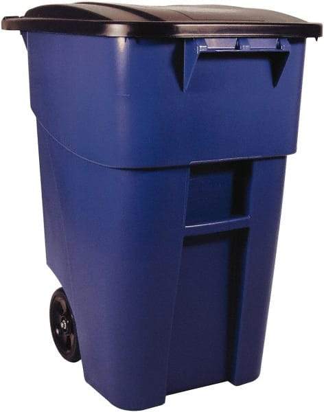 Rubbermaid - 50 Gal Blue Square Trash Can - Polyethylene, 36-1/2" High x 28-1/2" Long x 23.38" Wide - Industrial Tool & Supply