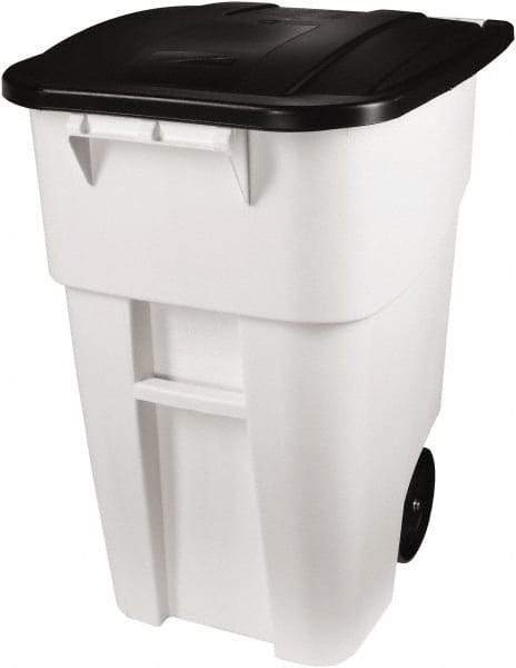 Rubbermaid - 50 Gal White Square Trash Can - Polyethylene, 36-1/2" High x 28-1/2" Long x 23.38" Wide - Industrial Tool & Supply