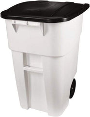 Rubbermaid - 50 Gal White Square Trash Can - Polyethylene, 36-1/2" High x 28-1/2" Long x 23.38" Wide - Industrial Tool & Supply