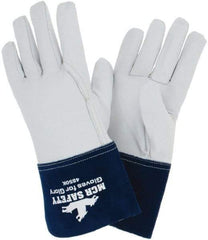 MCR Safety - Size S Kevlar Lined Goatskin Welding Glove - White/Blue, Pair - Industrial Tool & Supply