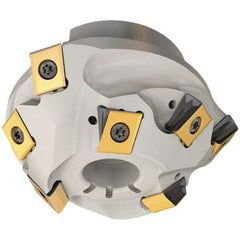Iscar - 107.2mm Cut Diam, 32mm Arbor Hole, 16mm Max Depth of Cut, 30° Indexable Chamfer & Angle Face Mill - 9 Inserts, T490 LN.. Insert, Right Hand Cut, Through Coolant, Series Helitang - Industrial Tool & Supply