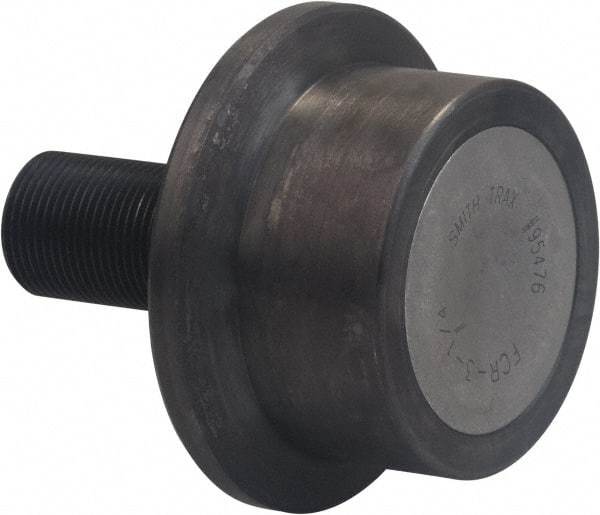 Accurate Bushing - 6" Roller Diam x 3" Width, 2-1/2" Stud Diam x 5-1/2" Length, Flanged Load Roller - Carbon Steel, 3-1/4" Thread Length, 2-1/2-12 Thread, 8-1/2" OAL, 35,800 Lb Dynamic Cap, 62,000 Lb Static Cap - Industrial Tool & Supply