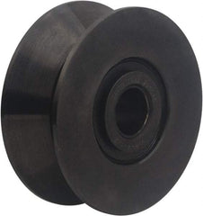 Accurate Bushing - 1" Bore, 4-1/2" Roller Diam x 1-3/4" Roller Width, Carbon Steel V-Grooved Yoke Roller - 14,300 Lb Dynamic Load Capacity, 1-13/16" Overall Width - Industrial Tool & Supply