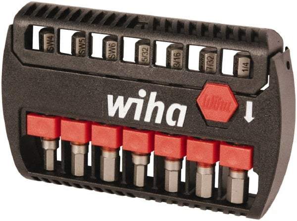 Wiha - 7 Piece, Bit Set - 5/32 to 1/4", 4 to 6mm Hex, Hex Point - Industrial Tool & Supply