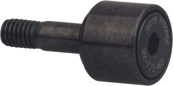 Accurate Bushing - 1-1/8" Roller Diam x 5/8" Width, 7/16" Stud Diam x 1" Length, Stud Cam Follower with Hex - Carbon Steel, 1/2" Thread Length, 7/16-20 Thread, 1-5/8" OAL, 3,030 Lb Dynamic Cap - Industrial Tool & Supply