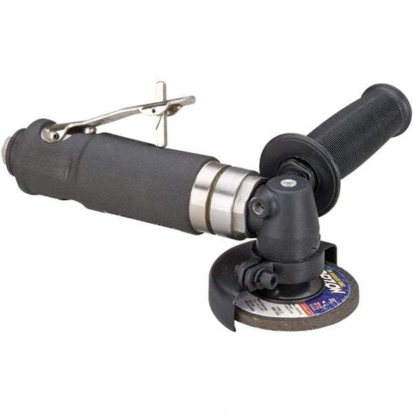 Dynabrade - 3" Wheel Diam, 18,000 RPM, Pneumatic Angle & Disc Grinder - 3/8-24 Spindle, 41 CFM, Rear Exhaust - Industrial Tool & Supply