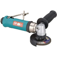 Dynabrade - 3" Wheel Diam, 18,000 RPM, Pneumatic Angle & Disc Grinder - 3/8-24 Spindle, 41 CFM, Rear Exhaust - Industrial Tool & Supply