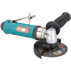 Dynabrade - 4" Wheel Diam, 12,000 RPM, Pneumatic Angle & Disc Grinder - 3/8-24 Spindle, 40 CFM, Rear Exhaust - Industrial Tool & Supply