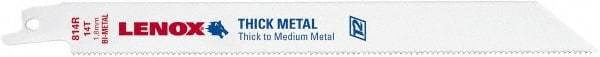 Lenox - 8" Long x 3/4" Thick, Bi-Metal Reciprocating Saw Blade - Straight Profile, 14 TPI, Toothed Edge - Industrial Tool & Supply