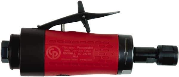 Chicago Pneumatic - 1/4" Collet, Straight Handle, Air Angle Die Grinder - 30,000 RPM, Rear Exhaust, 19 CFM, 0.4 hp, 90 psi, 6.35mm Inlet - Industrial Tool & Supply