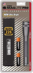 Mag-Lite - Clear LED Bulb, 272 Lumens, Mini Flashlight - Gray Aluminum Body, 2 AA Alkaline Batteries Included - Industrial Tool & Supply