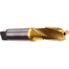 Emuge - TiN Coated, Cobalt, Interrupted Thread Pipe Tap - 2-7/16 Inch Overall Length, 1.06 Inch Thread Length, 0.42 Inch Square Size, Series KEG - Industrial Tool & Supply