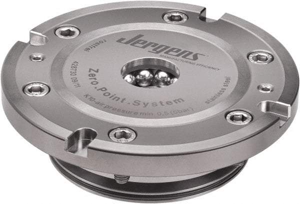 Jergens - ZPS Pneumatic Indexing CNC Quick Change Clamping Module - 1 Module Center, M22 Top Mount, 25 kN Retention Force, 4.5 bar (66 Lb/Sq In) Unlocking Pressure, 0.005mm Repeatability - Industrial Tool & Supply