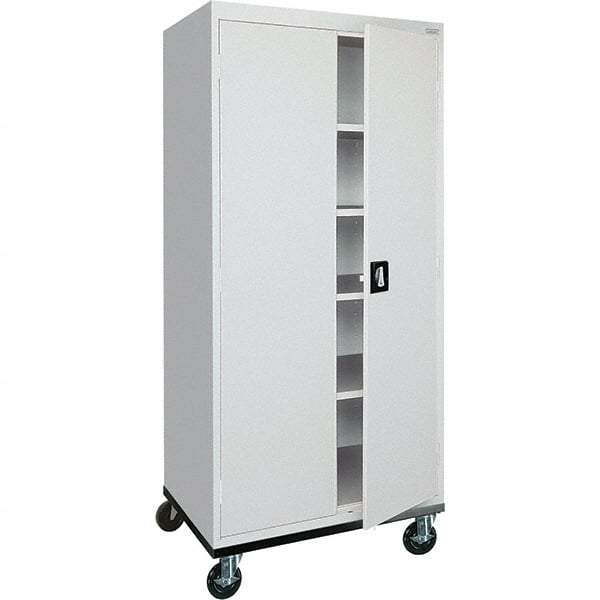Sandusky Lee - 5 Shelf Mobile Storage Cabinet - Steel, 36" Wide x 24" Deep x 72" High, Dove Gray - Industrial Tool & Supply