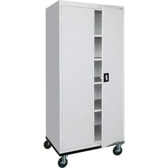 Sandusky Lee - 5 Shelf Mobile Storage Cabinet - Steel, 36" Wide x 24" Deep x 72" High, Dove Gray - Industrial Tool & Supply