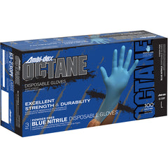 ‎63-230PF/L Disposable Gloves - Ambi-Dex Octane Disposable Nitrile - 3 Mil Blue - Powder Free - Text Grip - Exact Industrial Supply