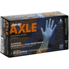 ‎63-532/S Disposable Gloves - Ambi-Dex Axle Disposable Nitrile - 4 mil Blue - Powdered - Textured Grip - Exact Industrial Supply
