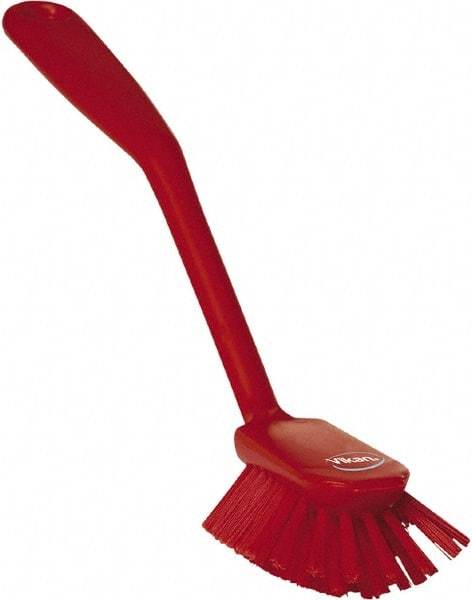 Vikan - 1" Bristle Length, Polyester Food Service Brush - 2-11/16" Long x 1" Wide Head, 10-1/2" OAL, Red, Polypropylene Block - Industrial Tool & Supply