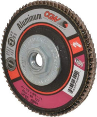 Camel Grinding Wheels - 60 Grit, 4-1/2" Disc Diam, 5/8-11 Center Hole, Type 27 Aluminum Oxide Flap Disc - 13,300 Max RPM, Polyester Backing, Arbor Attaching System, Coated - Industrial Tool & Supply
