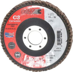 Camel Grinding Wheels - 36 Grit, 4-1/2" Disc Diam, 7/8" Center Hole, Ceramic Flap Disc - 13,300 Max RPM, Polyester Backing, Arbor Attaching System, Coated - Industrial Tool & Supply