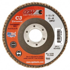 Camel Grinding Wheels - 80 Grit, 5" Disc Diam, 5/8-11 Center Hole, Ceramic Flap Disc - 12,200 Max RPM, Polyester Backing, Arbor Attaching System, Coated - Industrial Tool & Supply