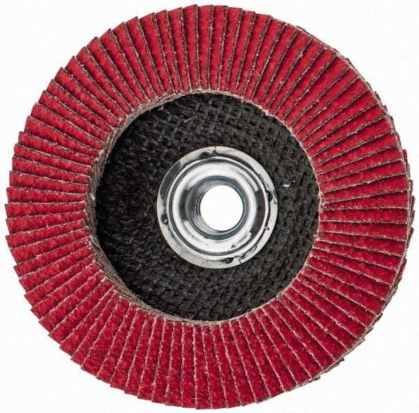 Camel Grinding Wheels - 40 Grit, 4-1/2" Disc Diam, 5/8-11 Center Hole, Ceramic Flap Disc - 13,300 Max RPM, Polyester Backing, Arbor Attaching System, Coated - Industrial Tool & Supply