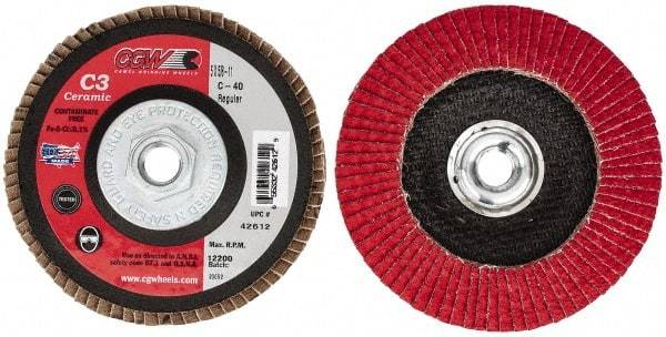 Camel Grinding Wheels - 40 Grit, 5" Disc Diam, 5/8-11 Center Hole, Ceramic Flap Disc - 12,200 Max RPM, Polyester Backing, Arbor Attaching System, Coated - Industrial Tool & Supply