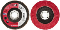 Camel Grinding Wheels - 80 Grit, 5" Disc Diam, 7/8" Center Hole, Ceramic Flap Disc - 12,200 Max RPM, Polyester Backing, Arbor Attaching System, Coated - Industrial Tool & Supply