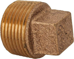 Merit Brass - Class 125, 1-1/4" Internal Pipe, Lead Free Brass Square Head Plug - MNPT - Industrial Tool & Supply
