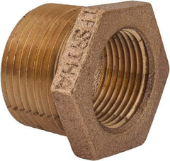 Merit Brass - Class 125, 1 x 3/4" Internal Pipe, Lead Free Brass Hex Bushing - MNPT x FNPT - Industrial Tool & Supply