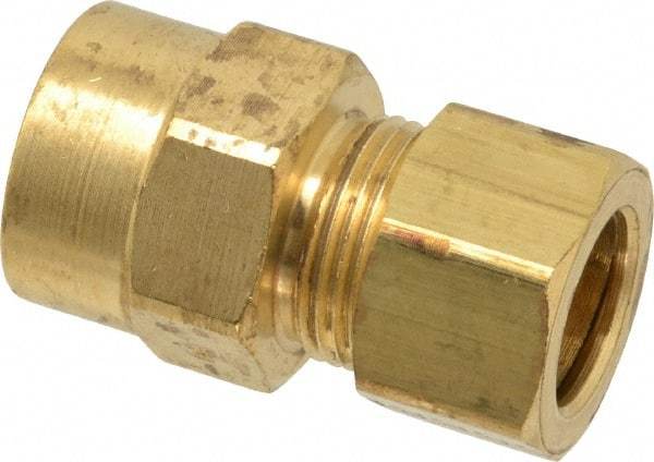 Parker - 5/8" OD, Brass Female Connector - 150 Max Working psi, -65 to 250°F, Comp x FNPT Ends - Industrial Tool & Supply