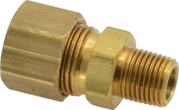 Parker - 3/8" OD, Brass Male Connector - 200 Max Working psi, -65 to 250°F, Comp x MNPT Ends - Industrial Tool & Supply