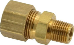 Parker - 3/8" OD, Brass Male Connector - 200 Max Working psi, -65 to 250°F, Comp x MNPT Ends - Industrial Tool & Supply