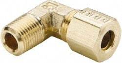 Parker - 5/16" OD, Brass Male Elbow - 300 Max Working psi, -65 to 250°F, Comp x MNPT Ends - Industrial Tool & Supply