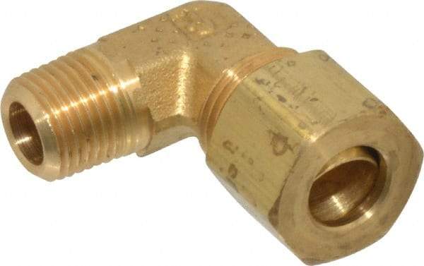 Parker - 5/16" OD, Brass Male Elbow - 300 Max Working psi, -65 to 250°F, Comp x MNPT Ends - Industrial Tool & Supply