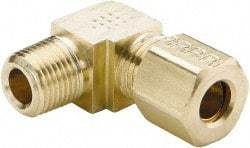 Parker - 7/16" OD, Brass Male Elbow - 200 Max Working psi, -65 to 250°F, Comp x MNPT Ends - Industrial Tool & Supply