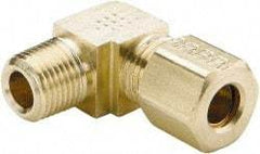 Parker - 7/16" OD, Brass Male Elbow - 200 Max Working psi, -65 to 250°F, Comp x MNPT Ends - Industrial Tool & Supply