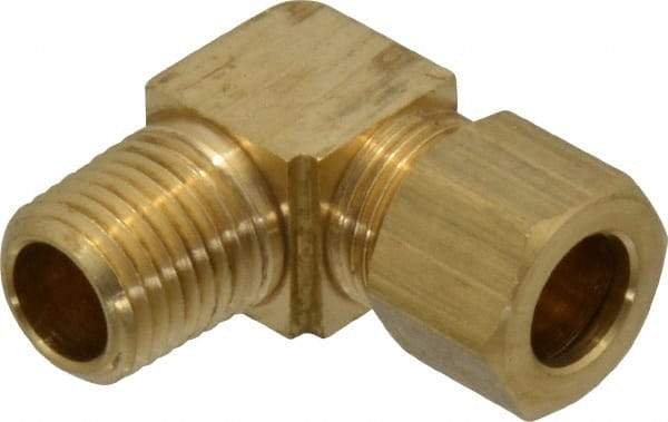 Parker - 3/8" OD, Brass Male Elbow - 200 Max Working psi, -65 to 250°F, Comp x MNPT Ends - Industrial Tool & Supply