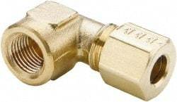 Parker - 1/8" OD, Brass Female Elbow - 400 Max Working psi, -65 to 250°F, Comp x FNPT Ends - Industrial Tool & Supply