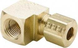 Parker - 1/4" OD, Brass Female Elbow - 300 Max Working psi, -65 to 250°F, Comp x FNPT Ends - Industrial Tool & Supply
