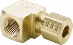 Parker - 1/4" OD, Brass Female Elbow - 300 Max Working psi, -65 to 250°F, Comp x FNPT Ends - Industrial Tool & Supply